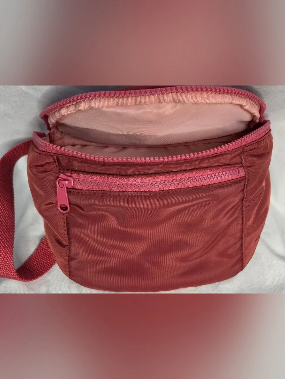AERIE Fanny Pack In A Dusty Rose Colorway With Two Zippered Compartments GUC